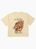 Austin Texas Tiger Flame Tattoo Boxy T-Shirt Butter