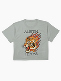 Austin Texas Tiger Flame Tattoo Boxy T-Shirt Storm