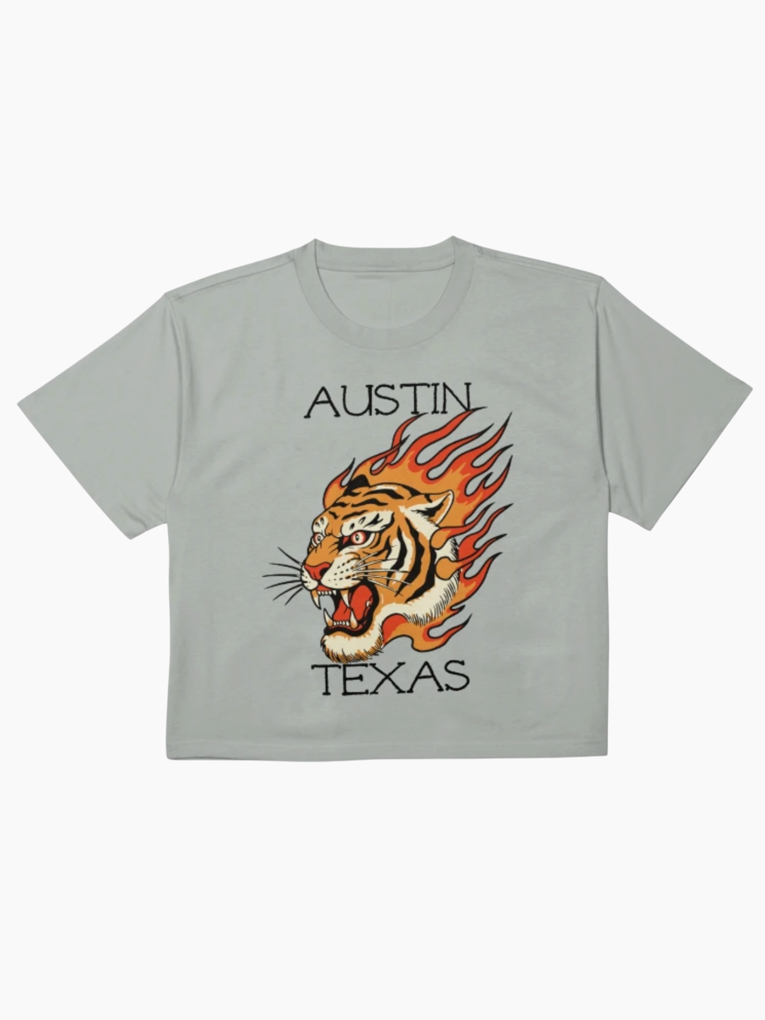 Austin Texas Tiger Flame Tattoo Boxy T-Shirt Storm
